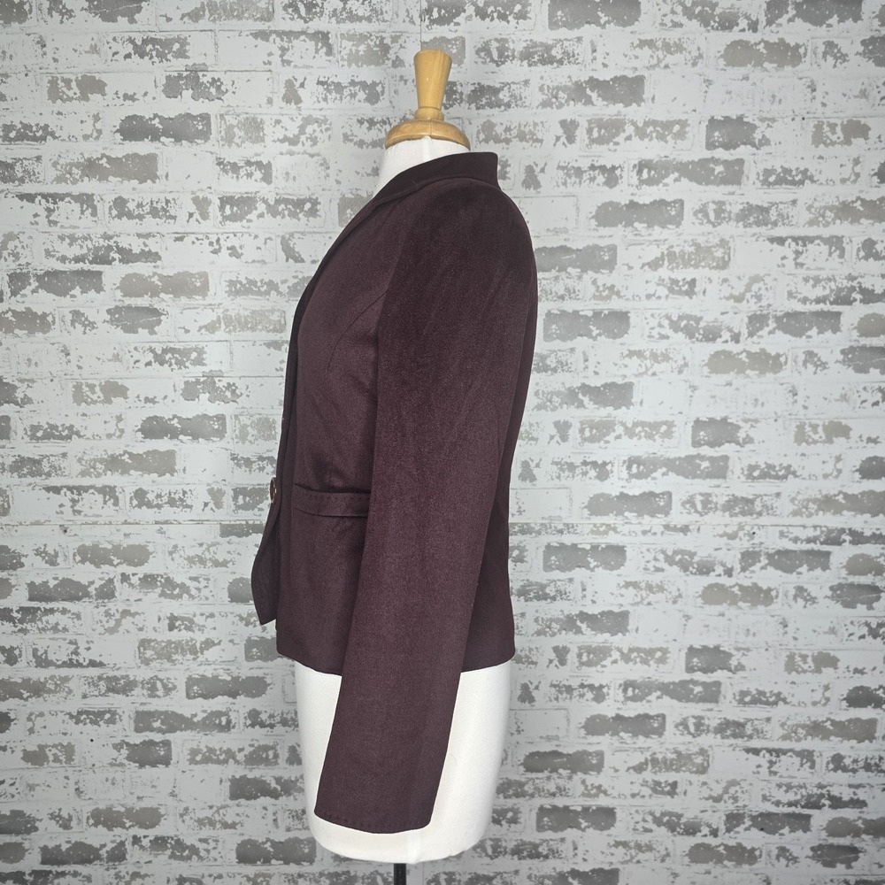 Lafayette 148 NY Blazer Womens 2 Burgundy Cropped Wool Angora Velvet Career Work - Picture 4 of 11
